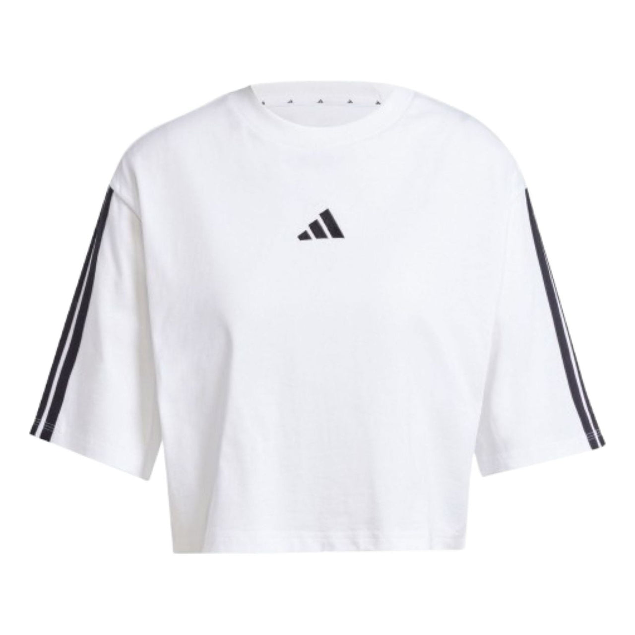 (WMNS) adidas Essentials 3-Stripes Cotton Loose T-Shirt 'White Black' JD4999
