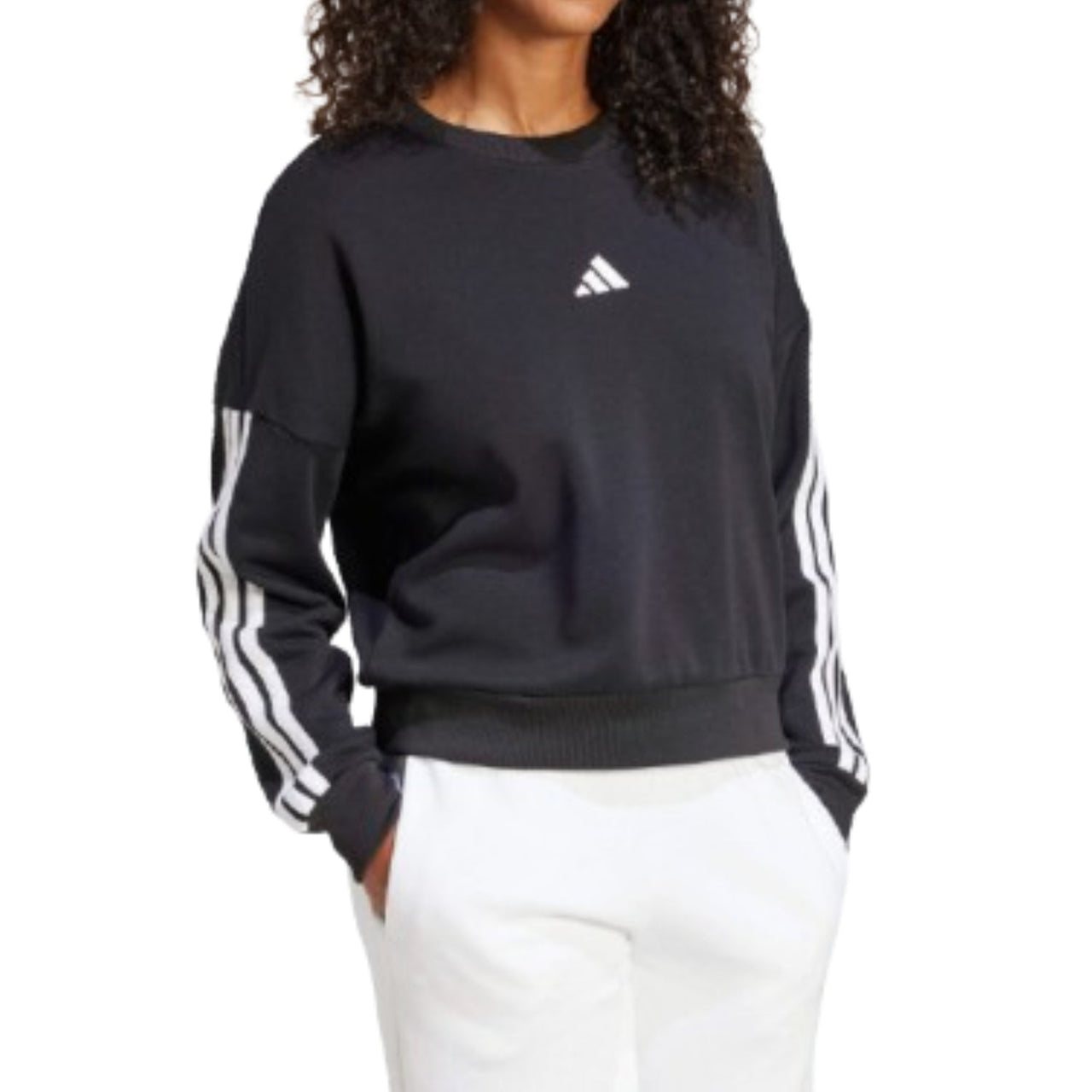 (WMNS) adidas Essentials 3-Stripes French Terry Sweatshirt 'Black White' JE0016