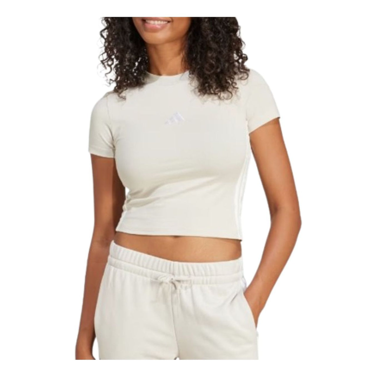 (WMNS) adidas Baby Look Essentials 3-Stripes Slim T-Shirt 'White' JE1247