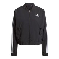 (WMNS) adidas Essentials 3-Stripes Lifestyle Bomber Jacket 'Black White' JD5317