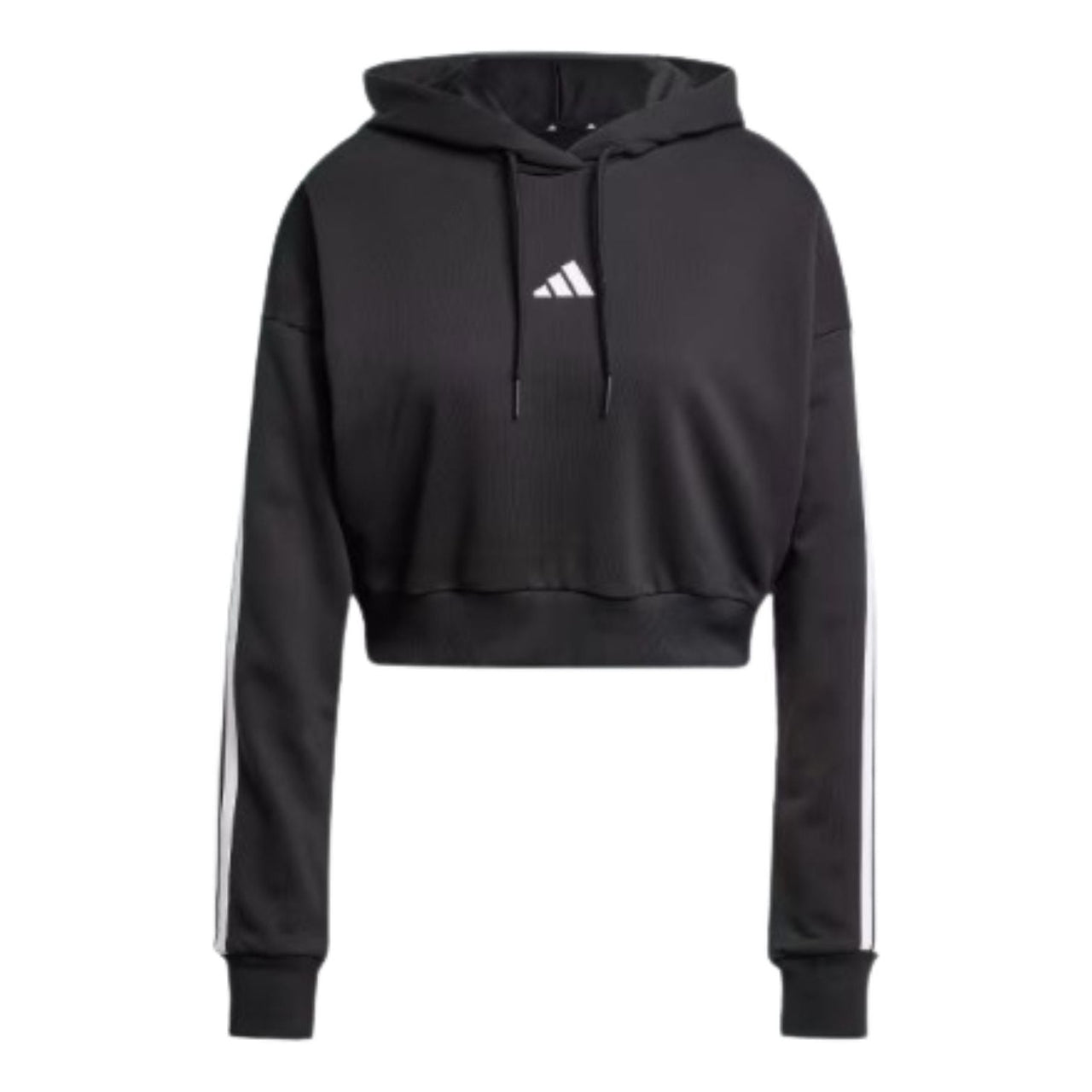 (WMNS) adidas Essentials 3-Stripes French Terry Crop Hoodie 'Black' JE0017
