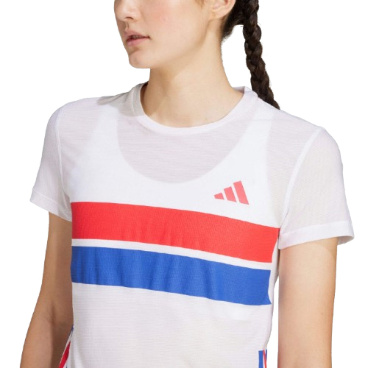 (WMNS) adidas Adizero Retro Running T-Shirt 'White Red Blue' JD7326