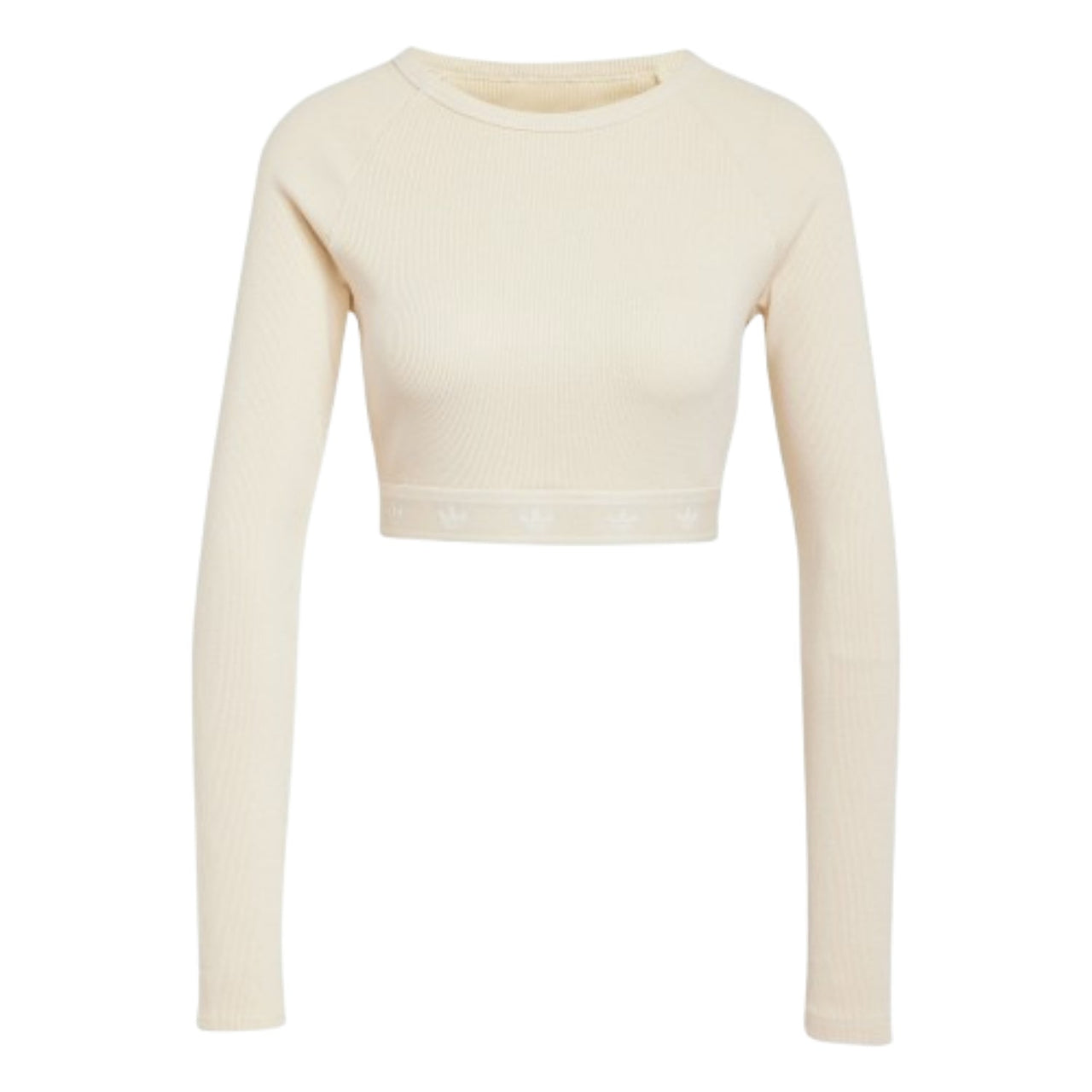 (WMNS) adidas Ribbed Long Sleeve Crop Top 'White' JD0013