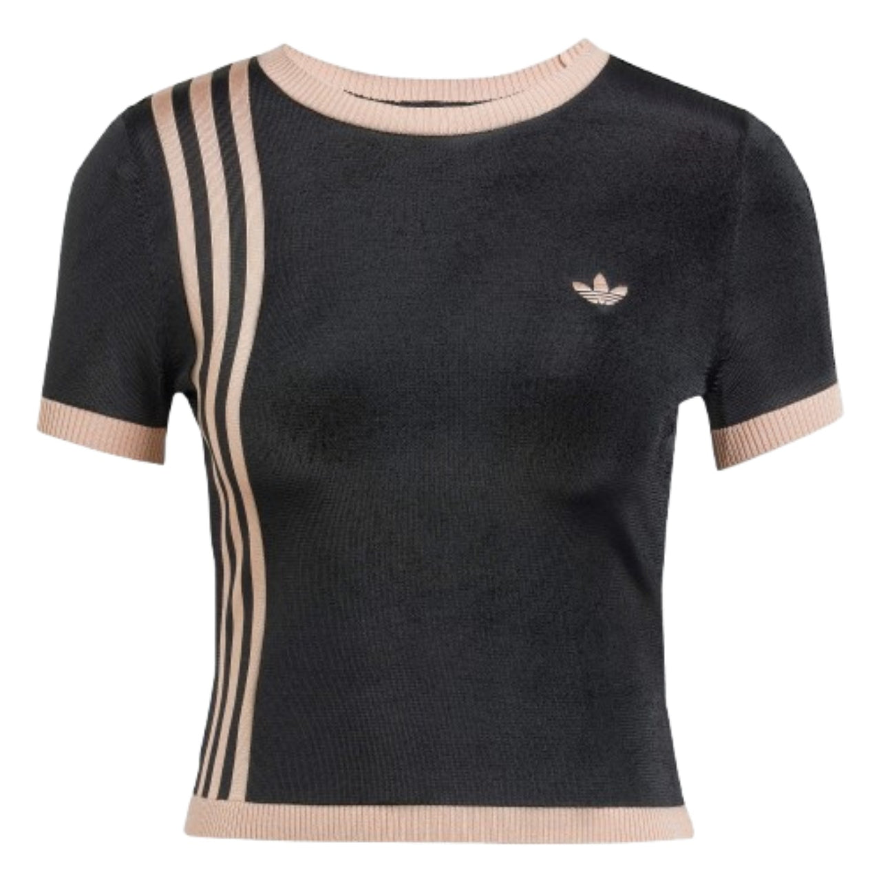 (WMNS) adidas Knitted 3-Stripes Short T-Shirt 'Black' JJ0960