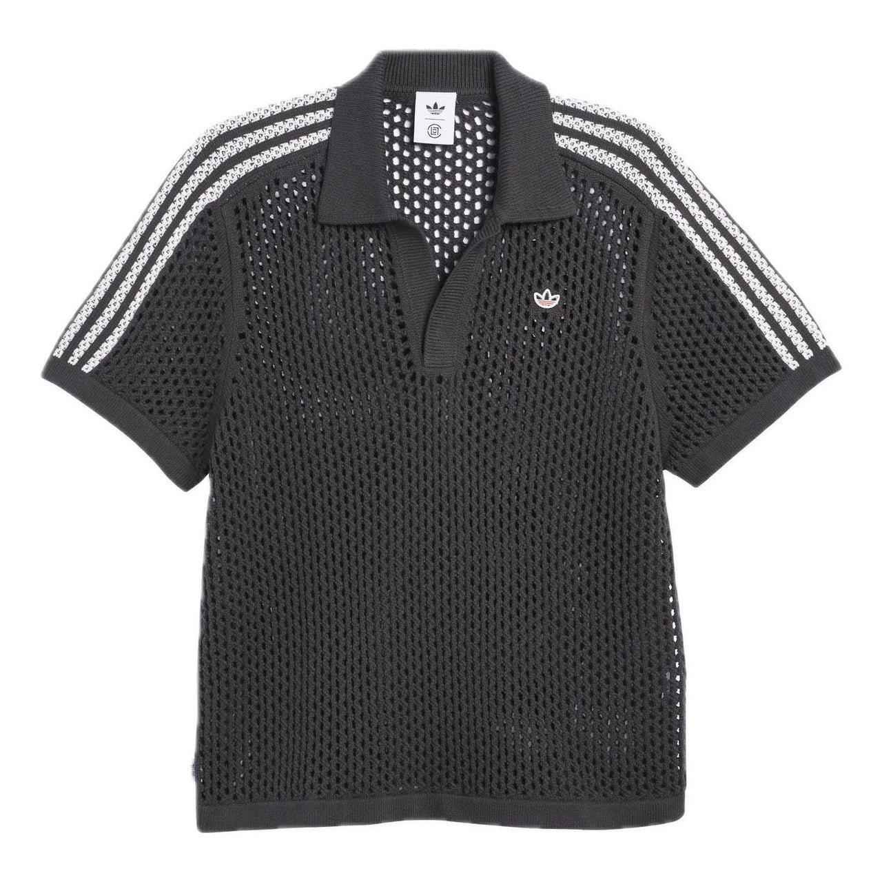 adidas x CLOT FW24 Crochet Polo Shirt Asia Sizing 'Carbon' JE9593