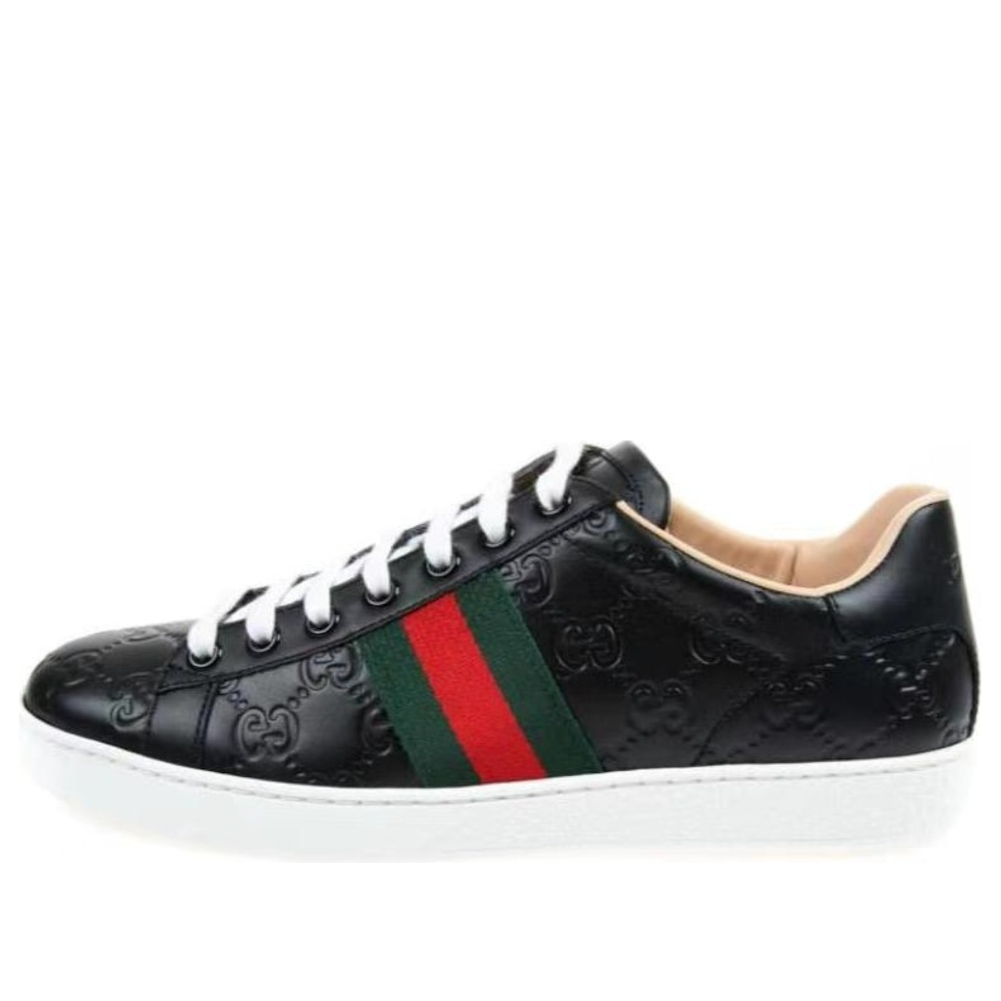 (WMNS) Gucci Ace Leather 'Black' 387993-CWCG0-1070