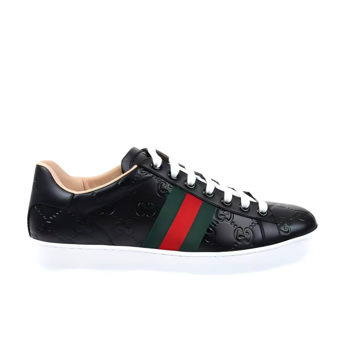 (WMNS) Gucci Ace Leather 'Black' 387993-CWCG0-1070