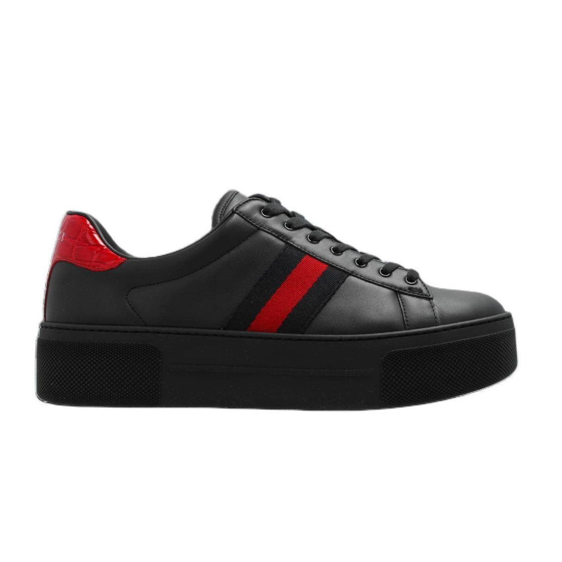 (WMNS) Gucci Ace Leather Platform 'Black' 791399-AACAG-1096