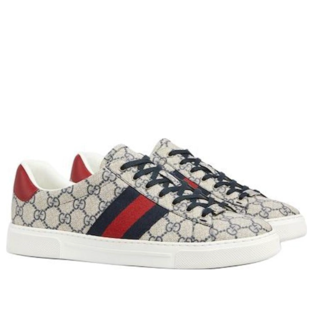 Gucci Ace Web 'Beige Navy' 760775-FACMZ-4049