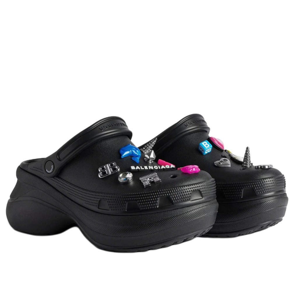 (WMNS) Balenciaga x Crocs Platform Mule 'Black With Jibbitz' 720762W0FOW1000