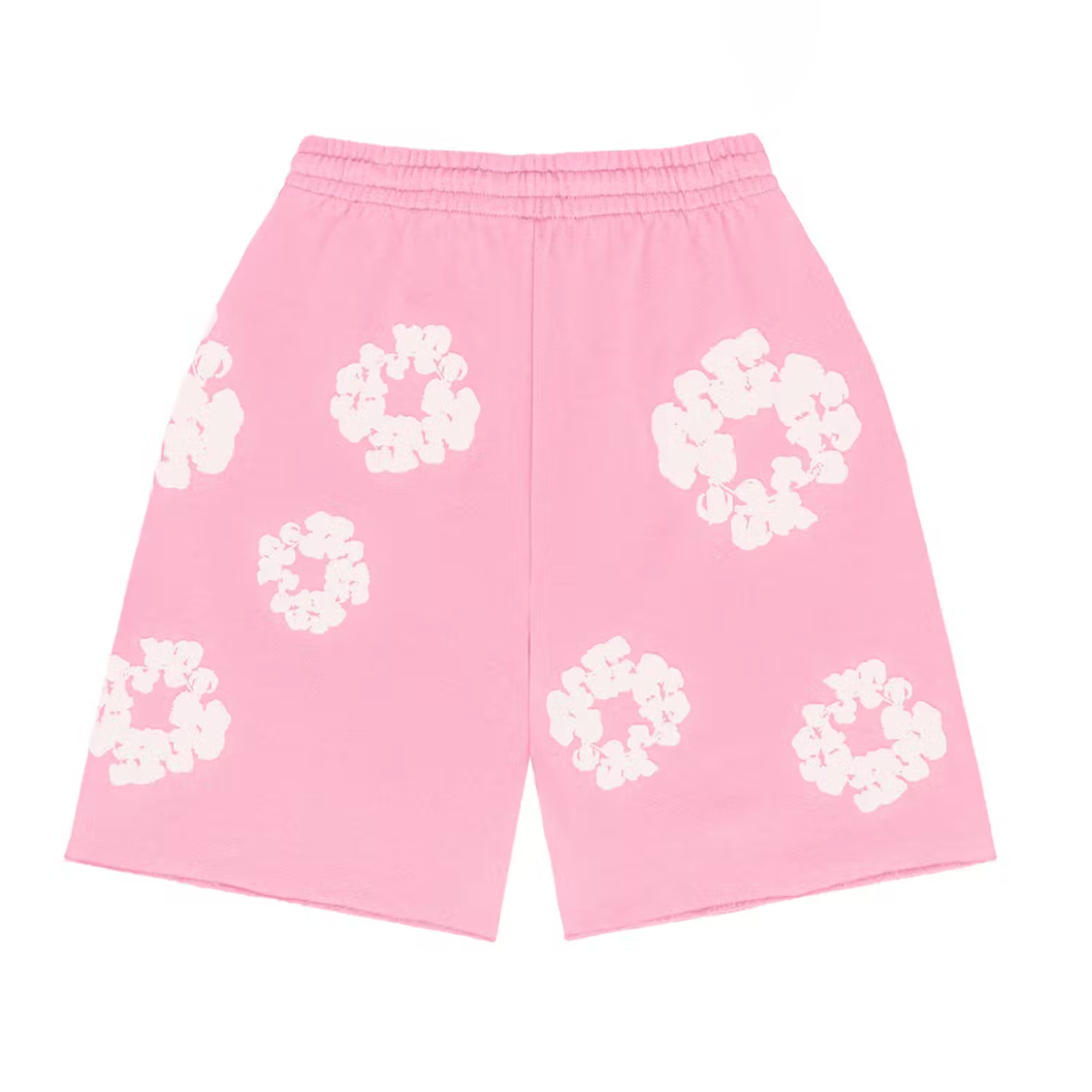 Denim Tears Cotton Wreath Logo Shorts 'Pink White' 402-100-30