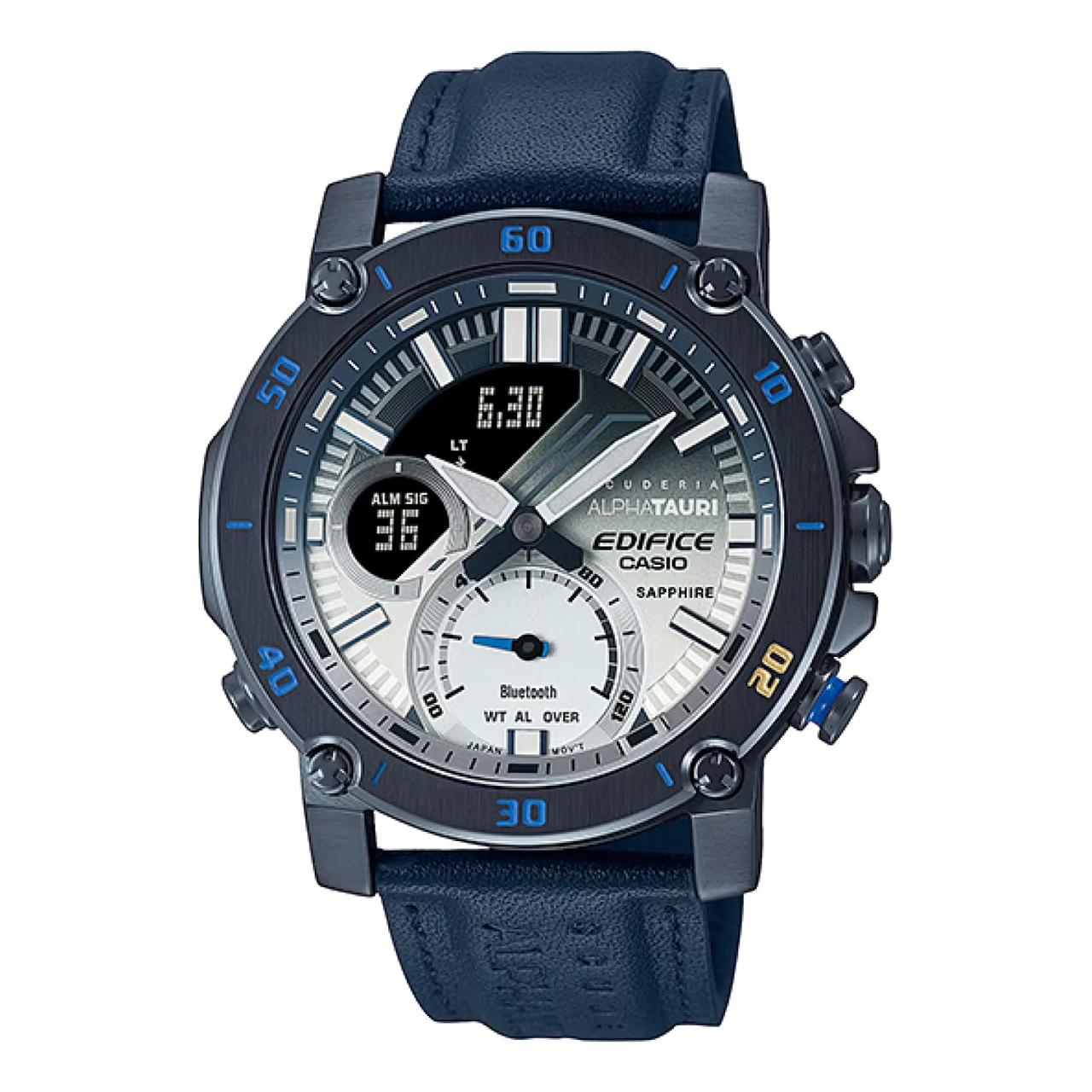 CASIO EDIFICE Waterproof Sports Sapphire Crystal Mens Blue Analog/Digital Combo ECB-20AT-2APR