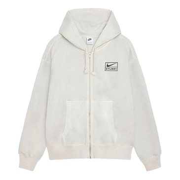 Nike x Stussy SS24 Full-Zip Washed Fleece Hoodie 'Light Bone' FZ9990-072