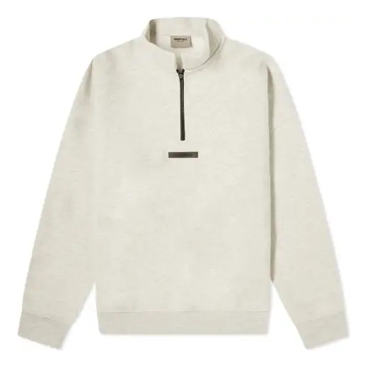 Fear of God Essentials Mockneck Half Zip Sweatshirt 'Light Heather Oatmeal' 192SP212042F