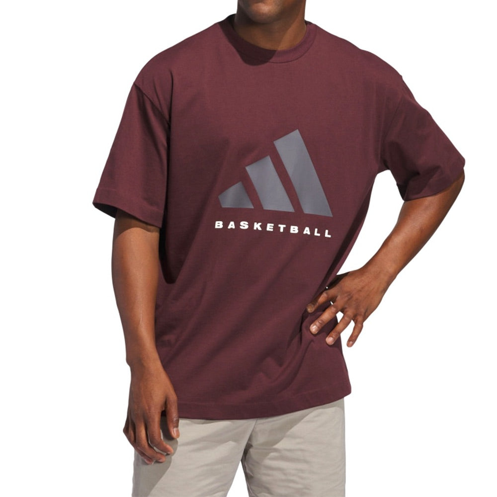 adidas Basketball T-Shirt 'Burgundy' JD6128