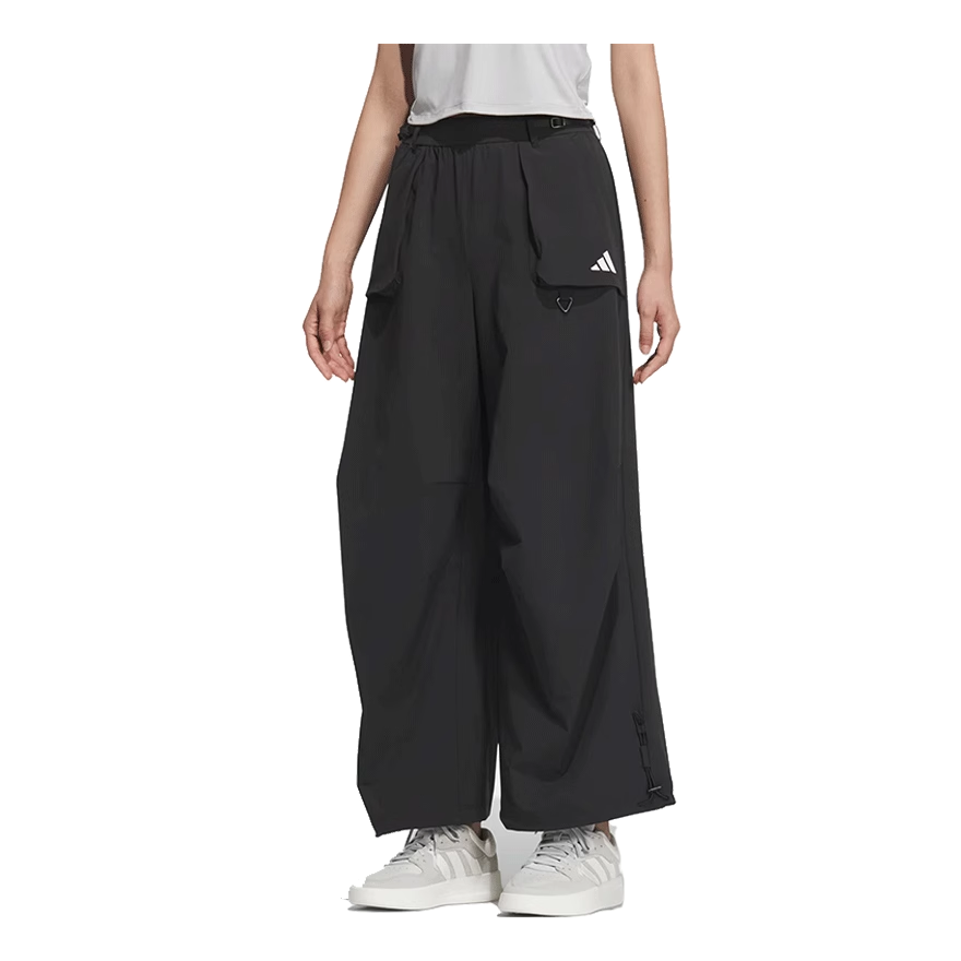 (WMNS) adidas Wide Pants 'Black White' JZ2171