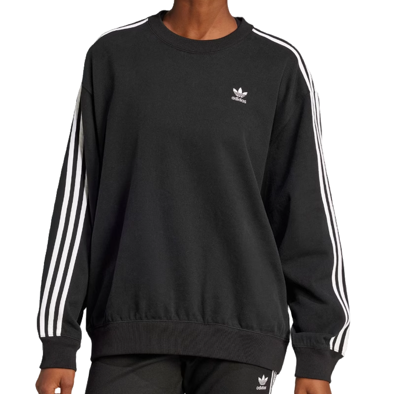 adidas 3 Stripes Long Sleeves Sweat Top 'Black White' JD0891