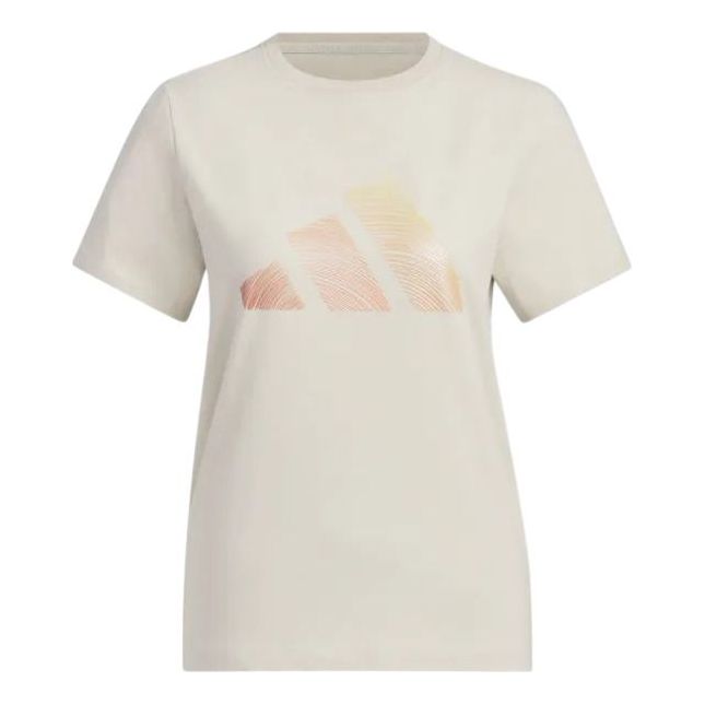 (WMNS) adidas Logo Short Sleeves T-Shirt 'Beige' JL6285