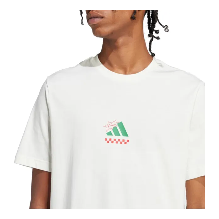 adidas Lounge Pizza Graphic T-Shirt 'White Green' JJ4016