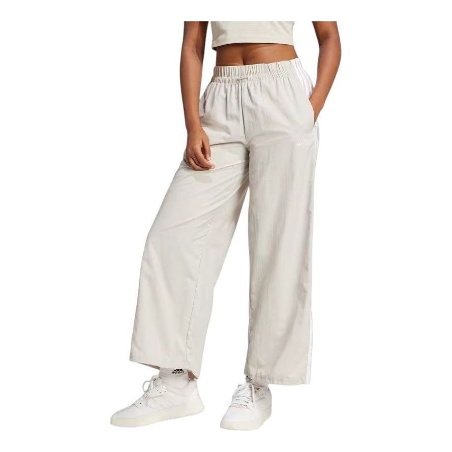 adidas Essentials 3-Stripes Lifestyle Woven Parachute Pants 'Beige White' JC8168