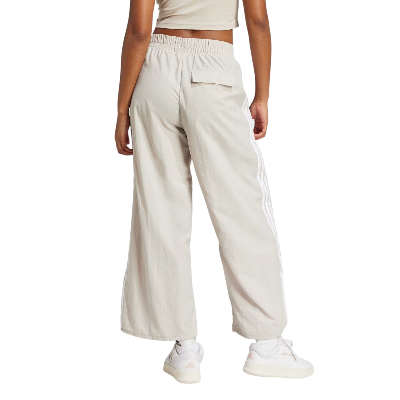 adidas Essentials 3-Stripes Lifestyle Woven Parachute Pants 'Beige White' JC8168