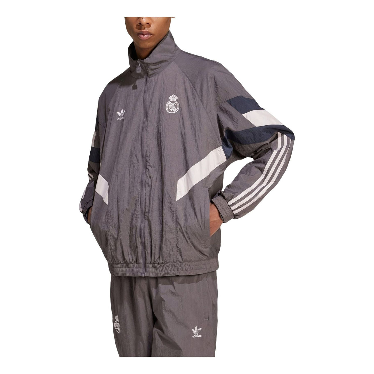 adidas Real Madrid Originals Track Jacket Asia Sizing 'Charcoal Grey' JI9479