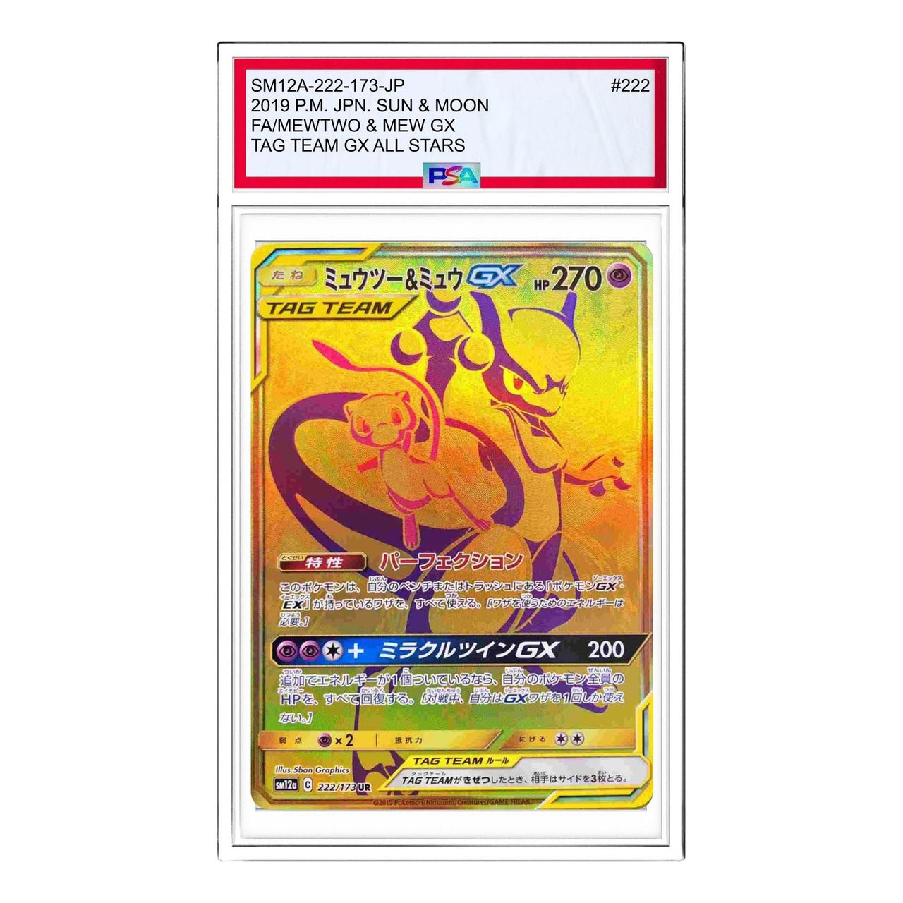 Pokemon Tag Team GX Tag All Stars [SM12a 222/173] 'Mewtwo & Mew GX UR' SM12A-222-173-JP