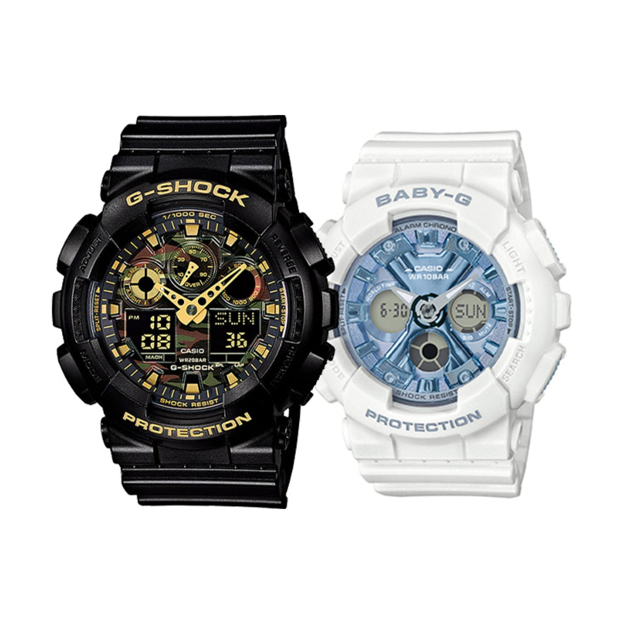 CASIO G-Shock Analog-Digital 'Black White' GA-100CF-1A9&GMA-S110SR-7A