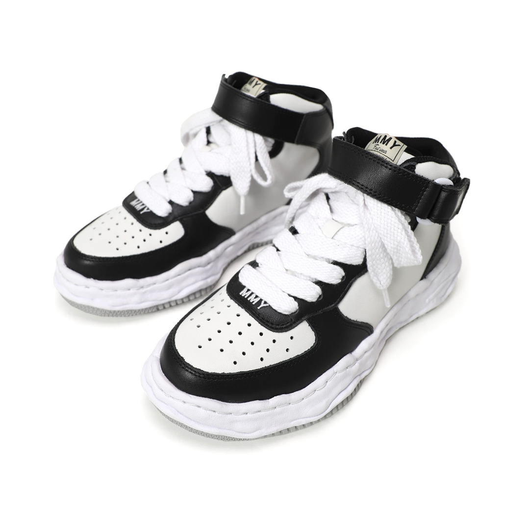 Maison MIHARA YASUHIRO WAYNE OG Sole Leather High-top Sneaker 'Black White' A08FW705-BLKWHT