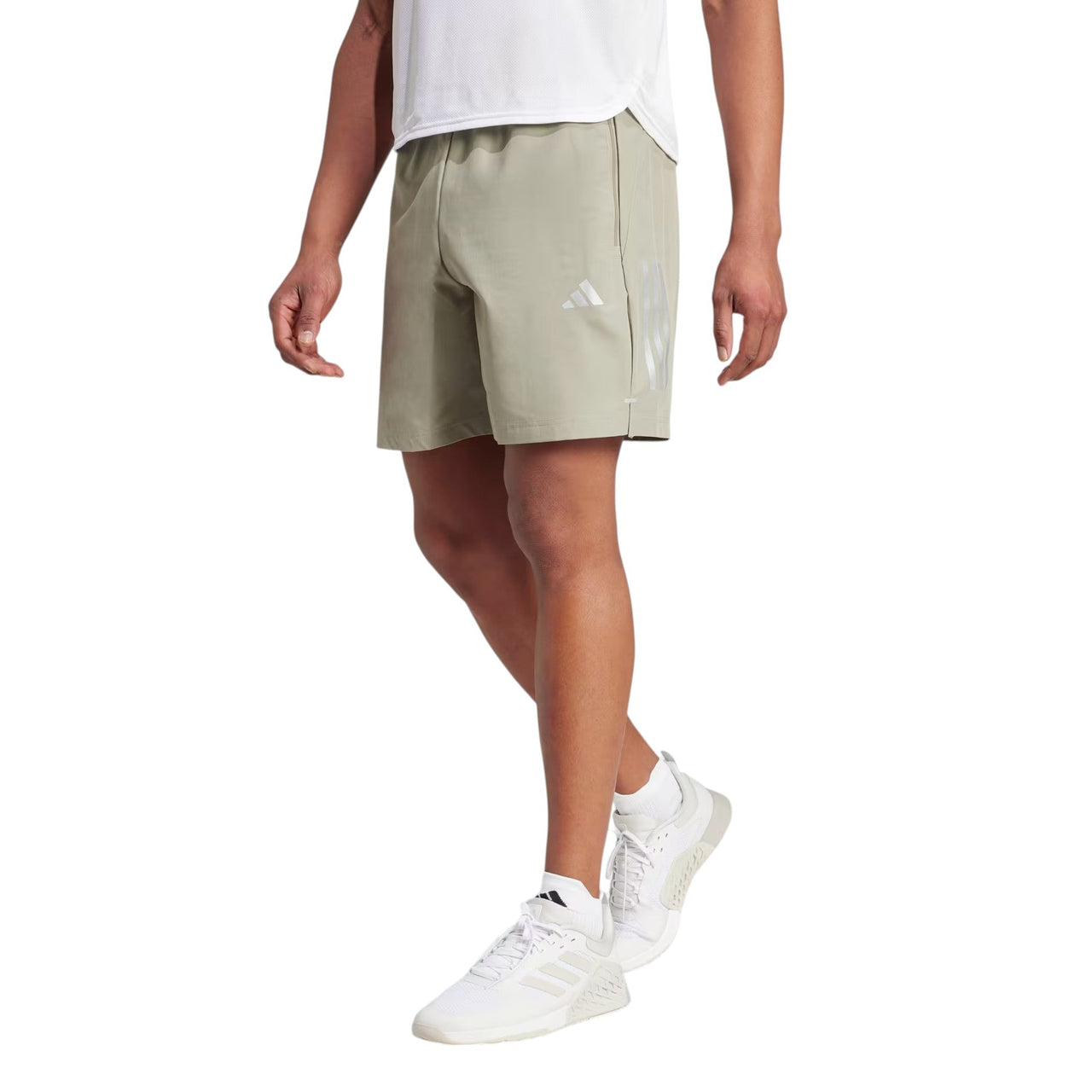 adidas Gym+ Training 3-Stripes Woven Shorts 'Silver Pebble' IM7483