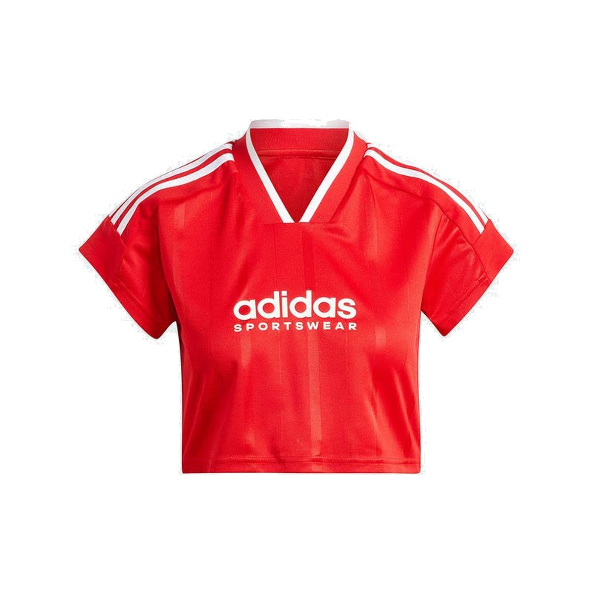 (WMNS) adidas Tiro Cut 3-Stripes Crop Jersey 'Red White' IZ2084