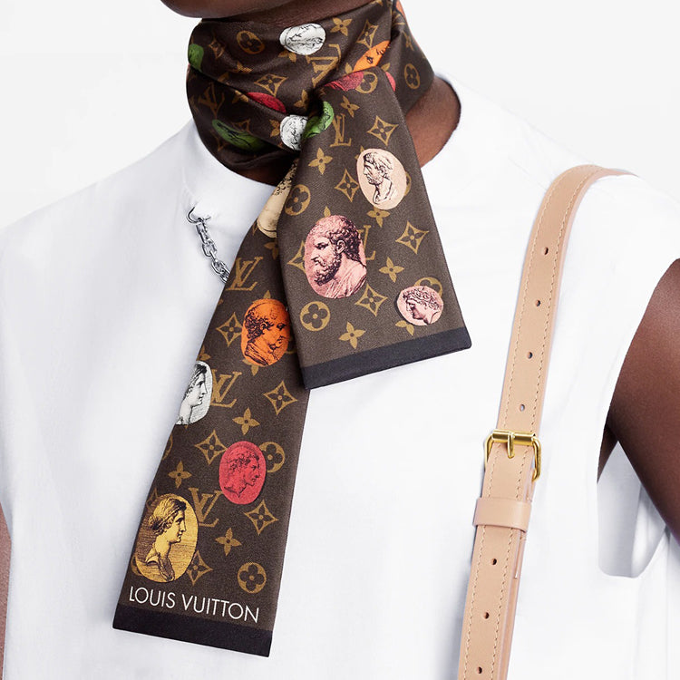 LOUIS VUITTON Monogram Silk Scarves Women's Brown