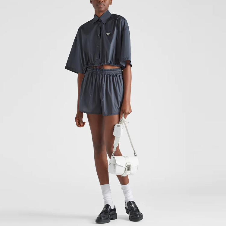 PRADA Technical Silk Boxer Shorts Navy