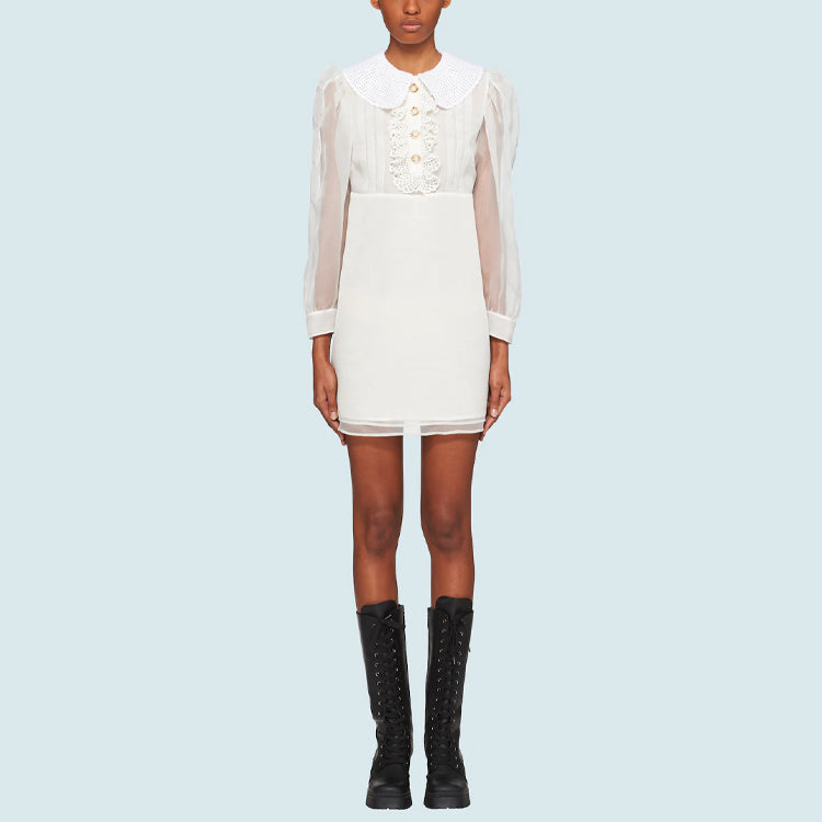 MIU MIU FW21 Long Sleeved Dress Women's White