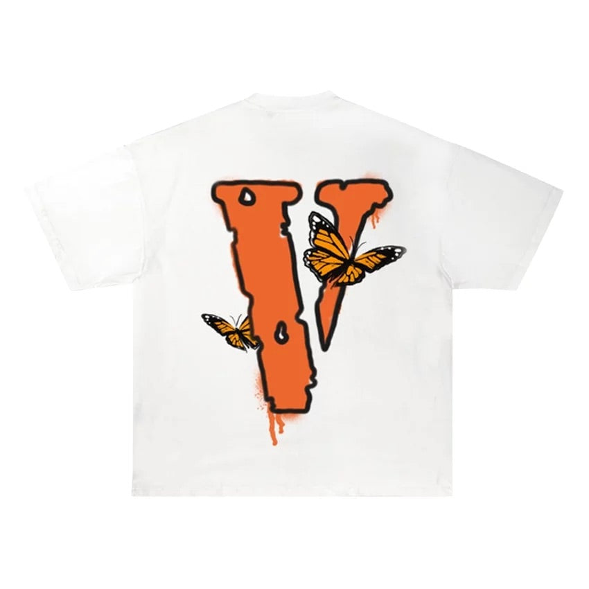 VLONE x Juice Wrld Butterfly T-Shirt 'White Orange' JWVBFLYTWHT