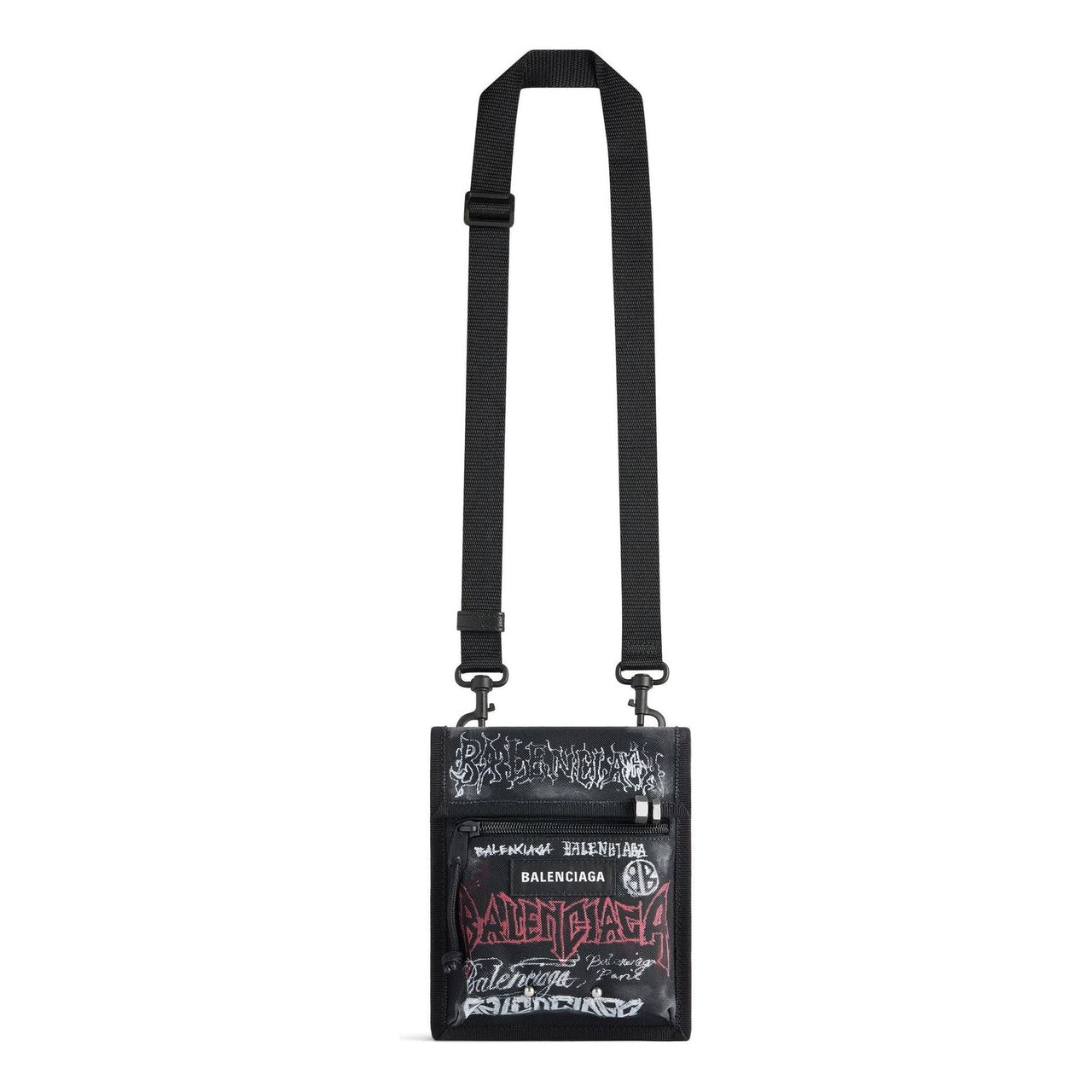Balenciaga Explorer Small Pouch With Strap Diy Metal Allover 'Black' 6559822AAX61000
