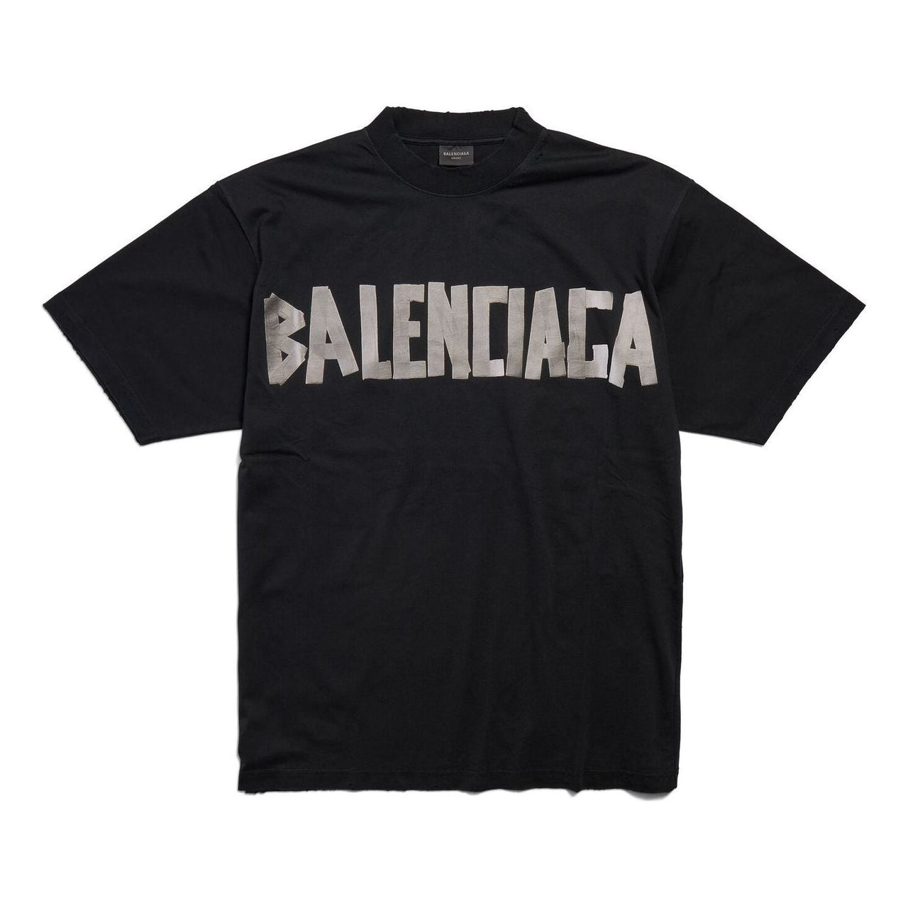 (WMNS) Balenciaga New Tape Type T-shirt Medium Fit 'Black' 739784TQVQ81073