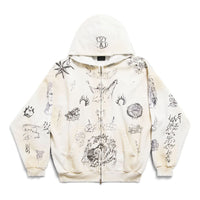 Balenciaga Tat Zip-up Hoodie Medium Fit Jacket 'Off White Black' 770939TQVK13307
