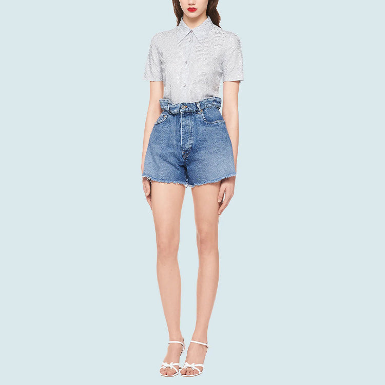 MIU MIU Denim Shorts Women's Blue