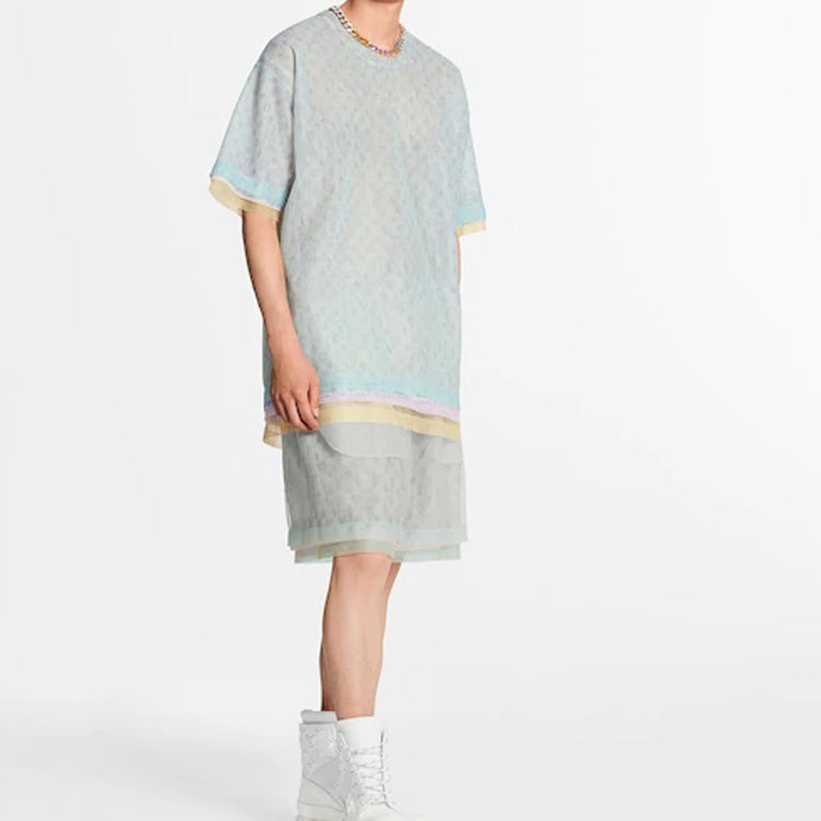 LOUIS VUITTON Drop Shoulder Sleeve T-Shirt Men's Light Blue