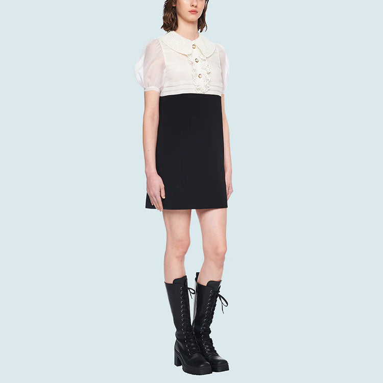 MIU MIU FW21 Short Sleeved Dress Women's Black White