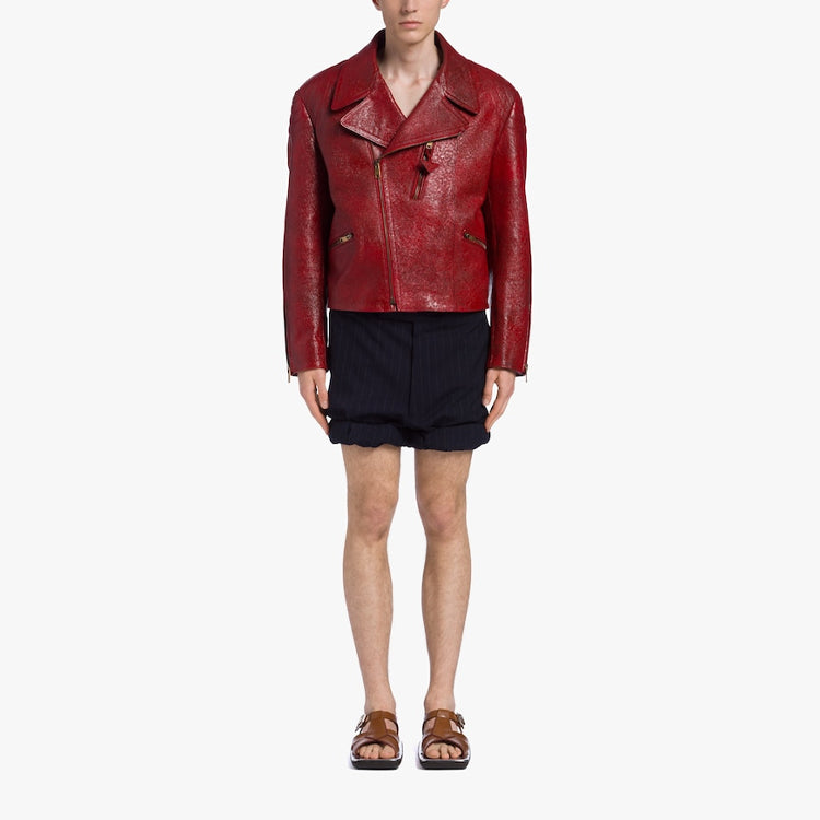 PRADA Leather Jackets Men Red