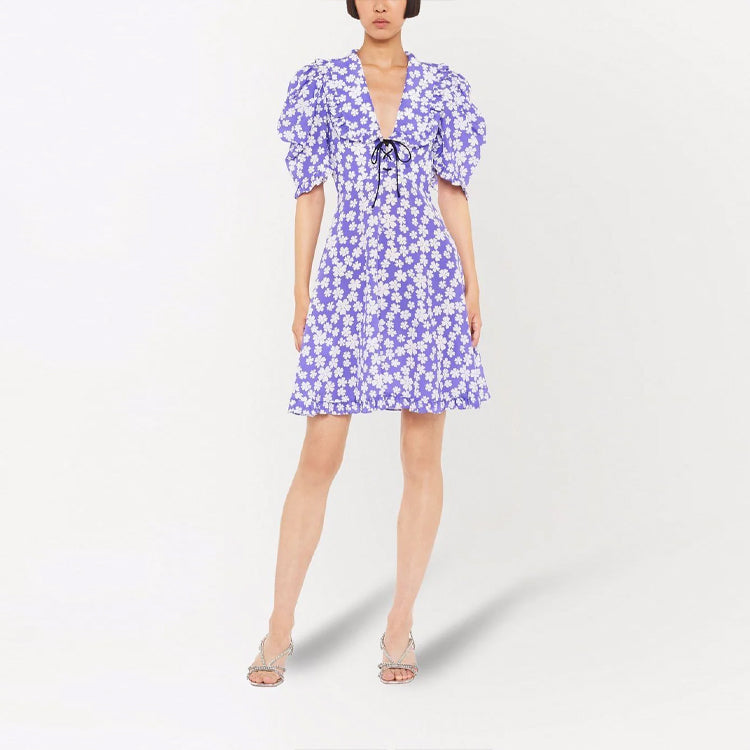 MIU MIU SS22 Short Sleeved Dress Women's Purple