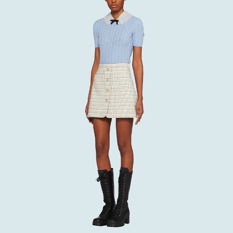 MIU MIU Casual Short Skirts Women's Ivory