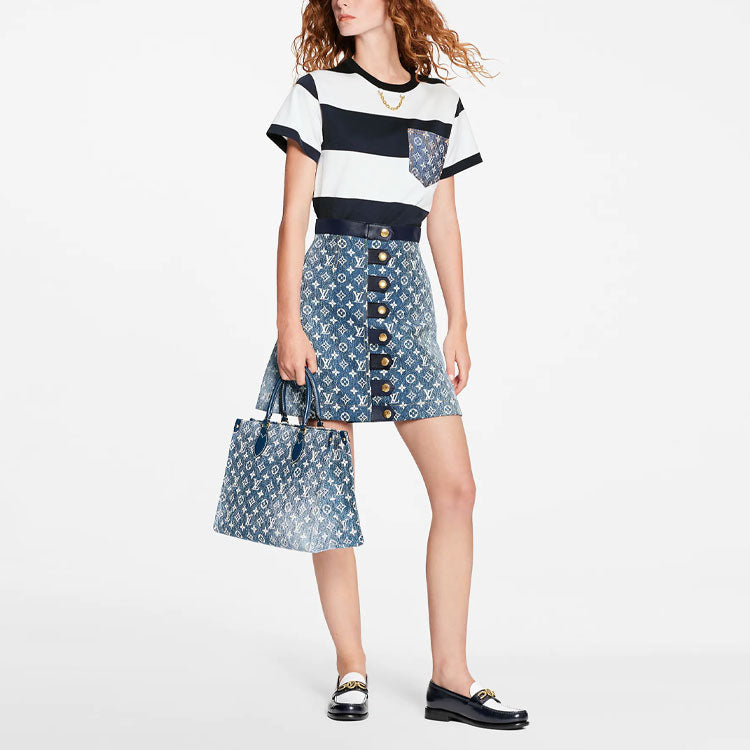 LOUIS VUITTON Striped Monogram Pocket T-Shirt