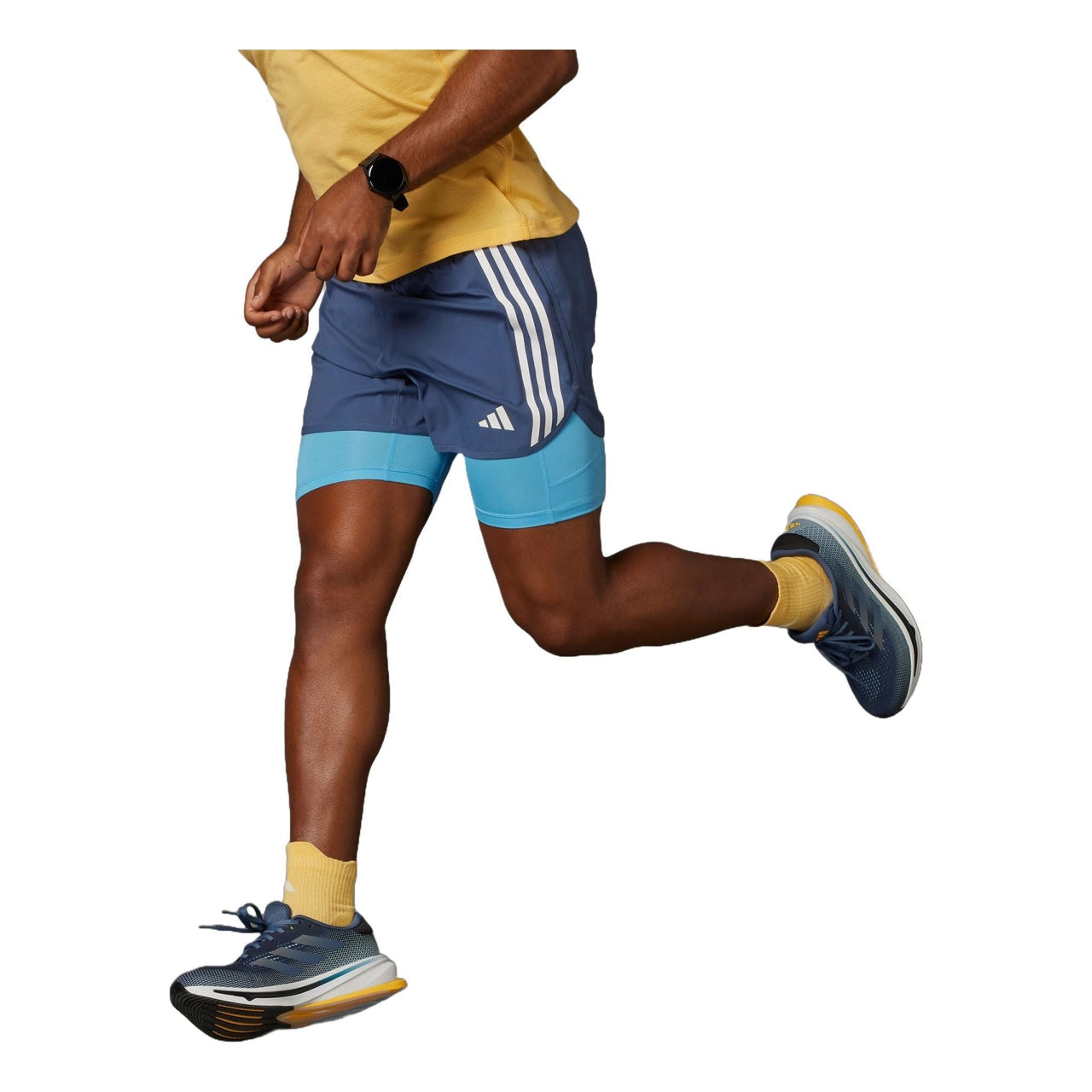 adidas Own The Run 3-Stripes 2-in-1 Shorts Asia Sizing 'Blue' IK4980