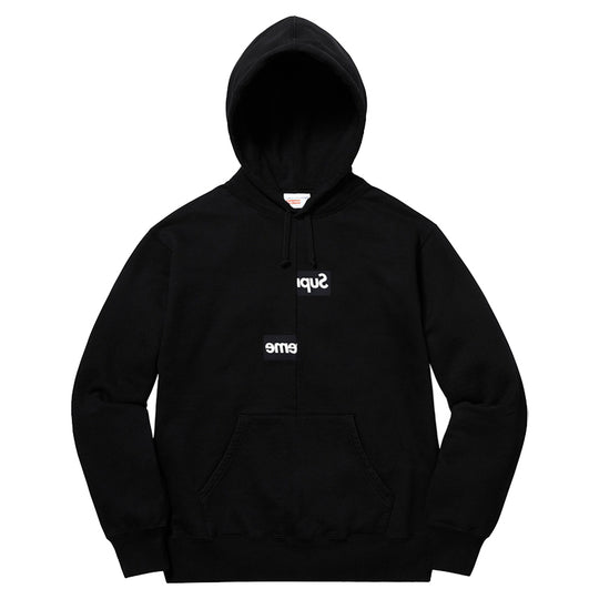 Supreme x COMME des GARCONS Split Box Logo Hooded Sweatshirt 'Black White' SP-FW18SW4-BK