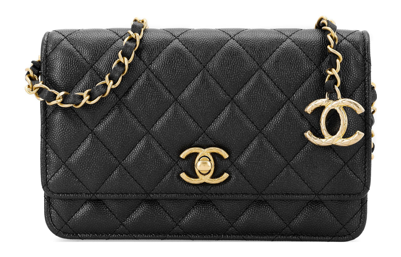 CHANEL WOC Calfskin Shoulder Bag Crossbody Bag Women's Black