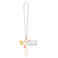 LOUIS VUITTON Takashi Murakami Village Co-Financing Leather Trim Phone Case With Chain Zero Wallet Women's White