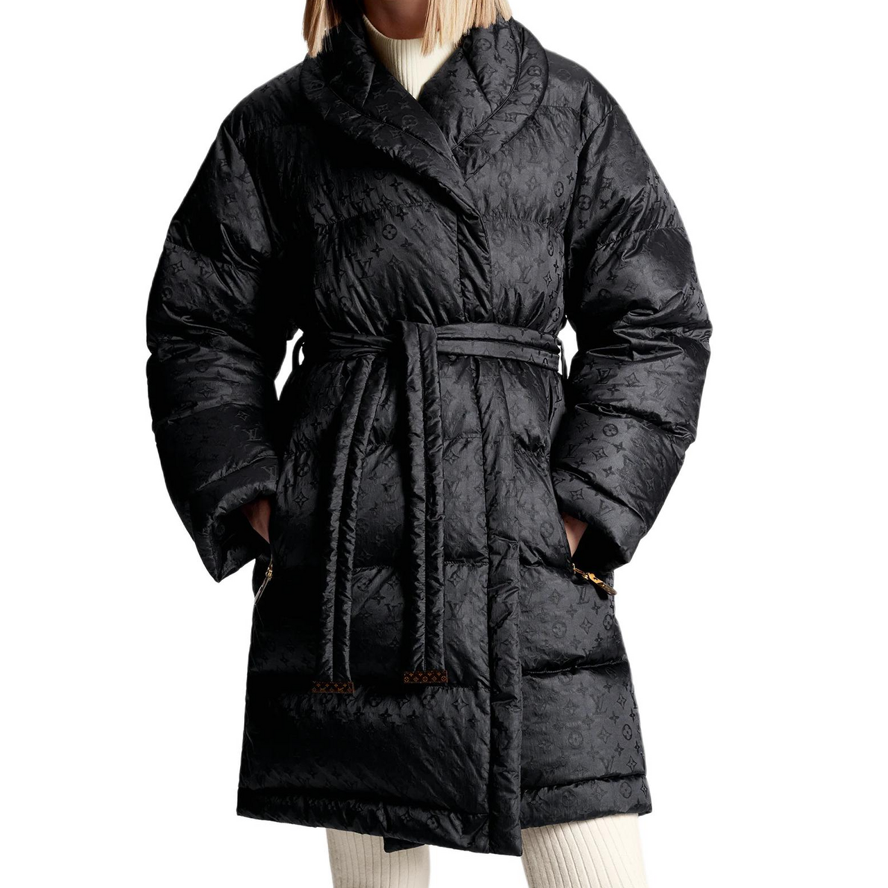 LOUIS VUITTON Monogram Jacquard Puffer Wrap Coat